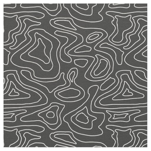Dark Grey and White Stripes Wave Elevation Topogra Fabric