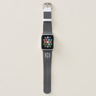 Dark Grey and White Three Letter Monogram Apple Watch Band