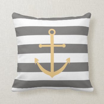 Dark Grey And Yellow Anchor Pillow by BellaMommyDesigns at Zazzle