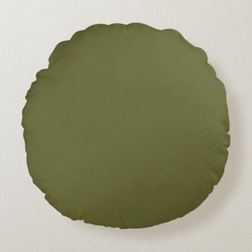 dark grey Army Green solid plaincolor Custom Round Pillow