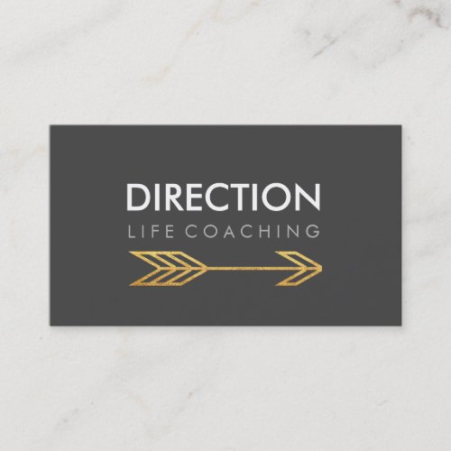 Dark Grey Arrow Bold Text Creative Life Coaching Business Card