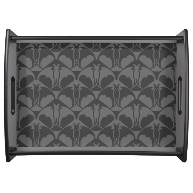 Dark Grey Batty Large Black Serving Tray (Front)