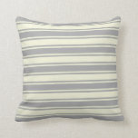 [ Thumbnail: Dark Grey & Beige Colored Stripes Pattern Pillow ]