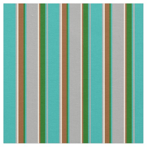 Dark Grey, Bisque, Brown & Green Lines Fabric