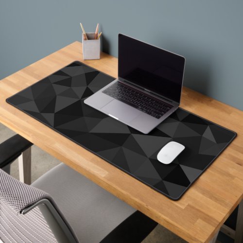 Dark grey black geometric mesh pattern desk mat