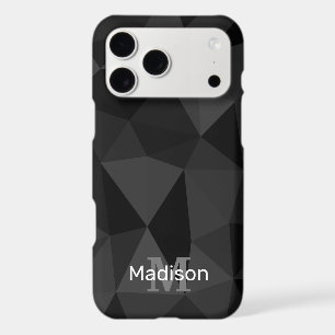 Dark grey black geometric mesh pattern Monogram iPhone 17 Pro Max Case