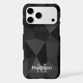 Dark grey black geometric mesh pattern Monogram iPhone 17 Pro Max Case