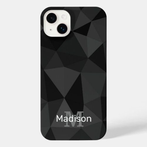 Dark grey black geometric mesh pattern Monogram iPhone 14 Plus Case