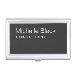 Dark Grey Black Modern Consultant Minimalist Business Card Case