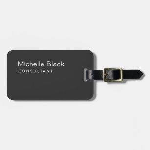 Dark Grey Black Modern Consultant Minimalist Mini Luggage Tag