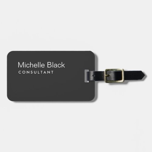 Dark Grey Black Modern Consultant Minimalist Mini Luggage Tag