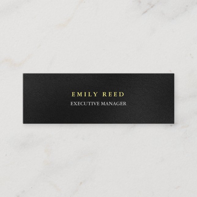 Dark grey black modern simple professional slim mini business card (Front)
