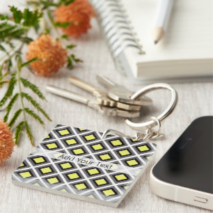 Dark Grey, Black, Yellow Ikat Diamonds by STaylor Keychain