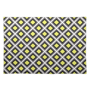 Dark Grey, Black, Yellow Ikat Diamonds by STaylor Placemat