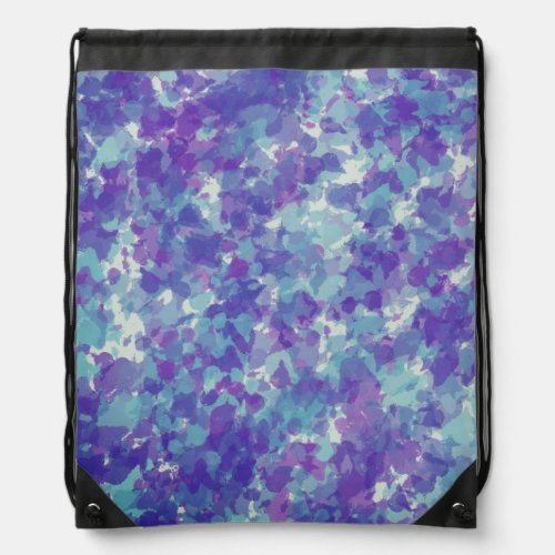 Dark Grey Blue purple Abstract Brush Stroke  Drawstring Bag