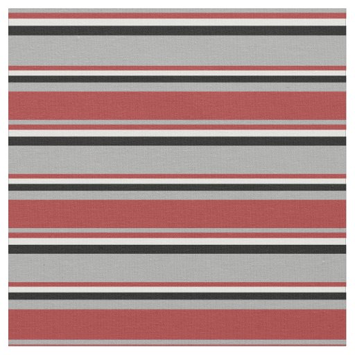 Dark Grey, Brown, Light Cyan & Black Stripes Fabric