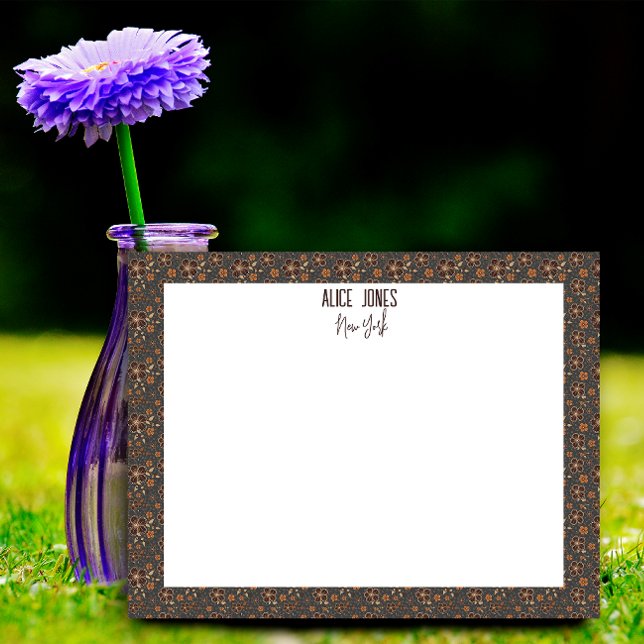 Dark grey brown pattern natural flower   notepad (Creator Uploaded)