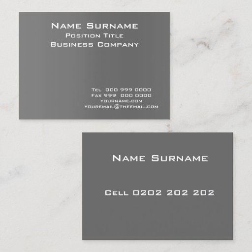 Customizable Dark Grey business card