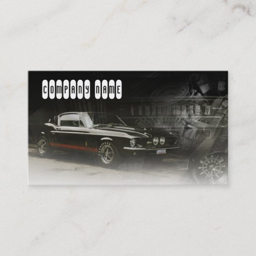 red line in black classic car business card