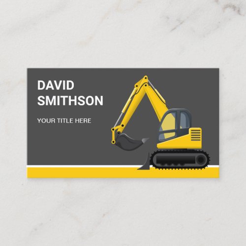 Dark Grey Construction Bulldozer Excavator Business Card