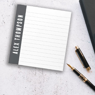 Dark Grey Custom Name Lined Notepad