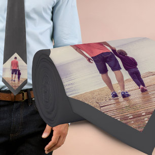 Dark Grey Custom Photo Neck Tie