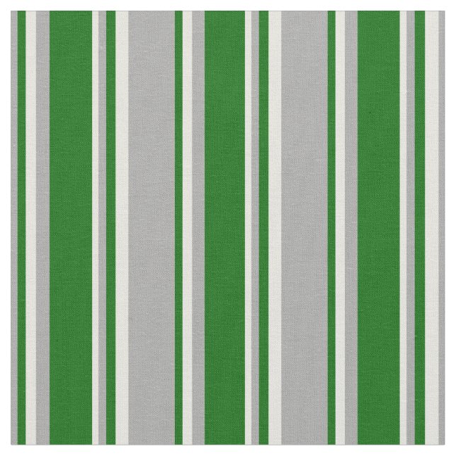 Dark Grey, Dark Green, and Beige Stripes Fabric (Close Up)