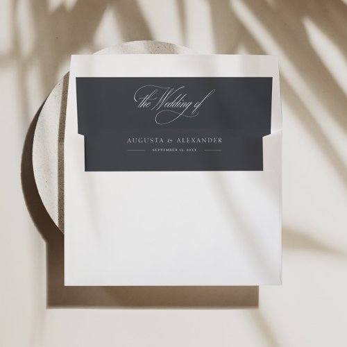 Dark Grey Elegant Calligraphy Wedding Envelope Liner