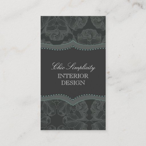 Customizable Dark grey elegant damask design business card