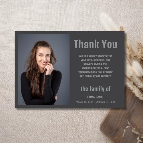 Dark Grey Elegant Photo Funeral Sympathy