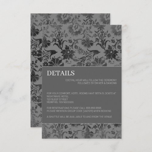 Dark Grey Floral Enclosure Card