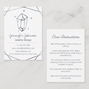 Dark Grey Foil Jewelry Care Business Card