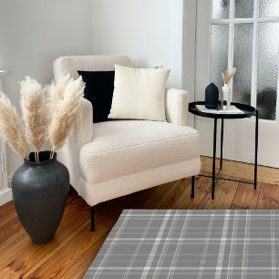 Dark Grey Framhouse Gingham Plaid Area Rug