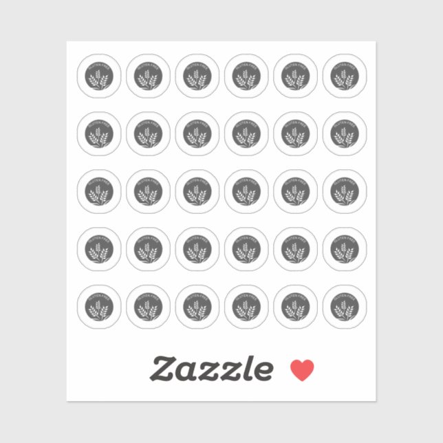 Dark Grey Gluten Free Wedding Place Meal Choice Sticker (Sheet)