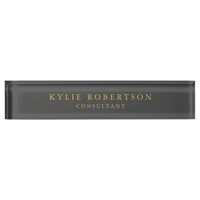 Dark Grey Gold Colors Professional Trendy Modern Desk Name Plate Zazzle Com