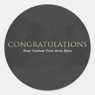 Dark Grey & Gold CONGRATULATIONS Personalized Classic Round Sticker