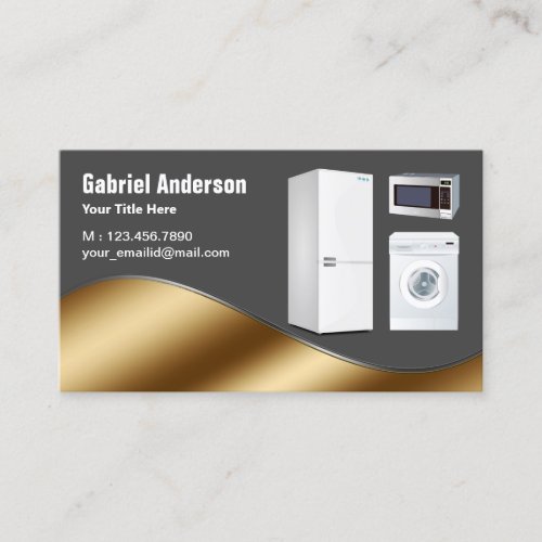 Dark Grey Gold Home Appliances Repair Business Card