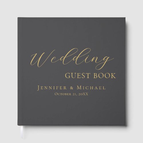 Dark Grey & Gold Minimalist Modern Plain Wedding