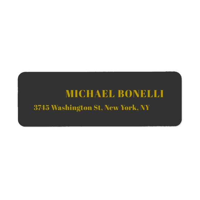 Dark Grey & Gold Professional Custom Name Address Label (Front)