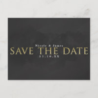 Dark Grey & Gold SAVE THE DATE Wedding Engagement