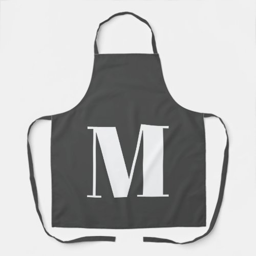 Dark Grey Initial Letter Monogram Modern Apron