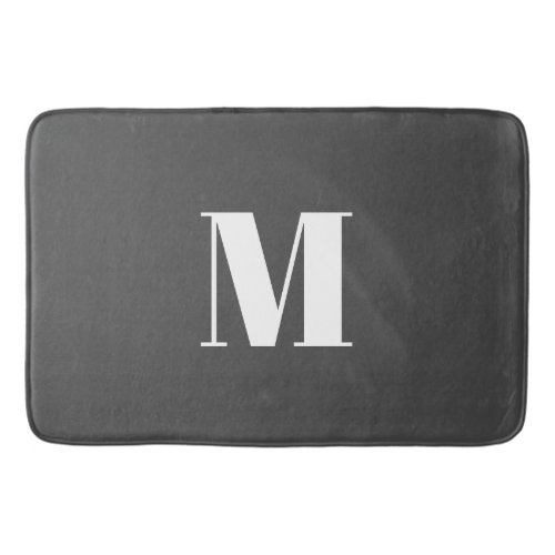 Dark Grey Initial Letter Monogram Modern Bath Mat