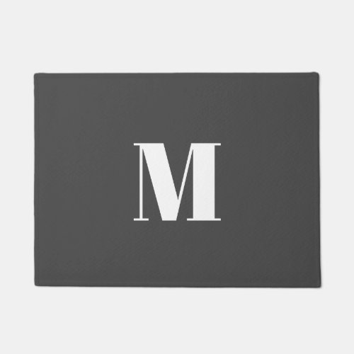 Dark Grey Initial Letter Monogram Modern Doormat