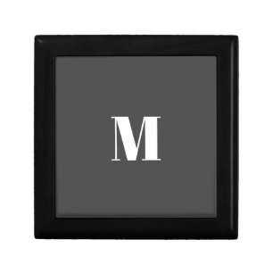 Dark Grey Initial Letter Monogram Modern Gift Box