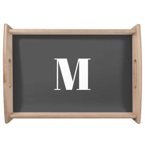Dark Grey Initial Letter Monogram Modern Serving Tray