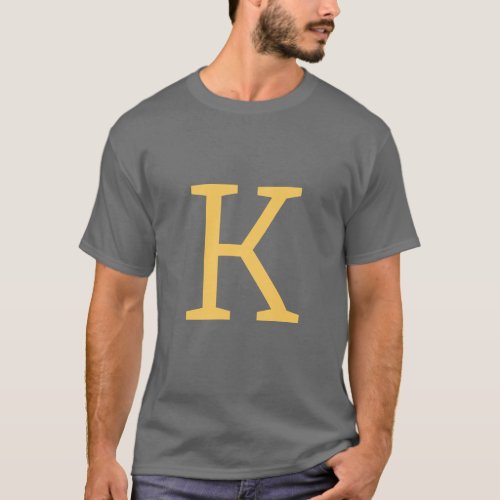 Dark Grey Initial Letter Monogram Modern Stylish T_Shirt