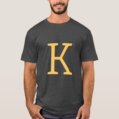 Dark Grey Initial Letter Monogram Modern Stylish T_Shirt