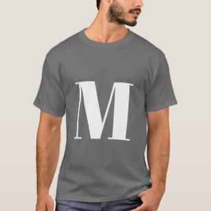 Dark Grey Initial Letter Monogram Modern T-Shirt