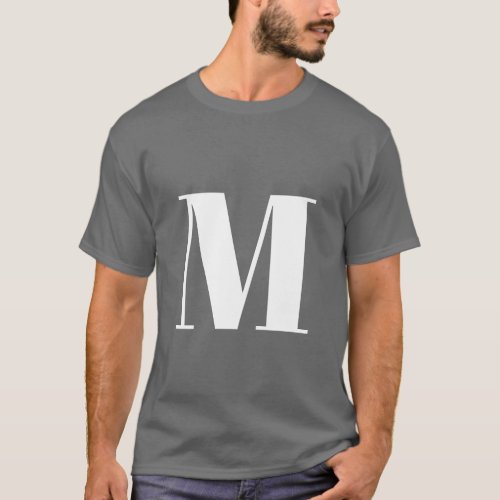 Dark Grey Initial Letter Monogram Modern T_Shirt