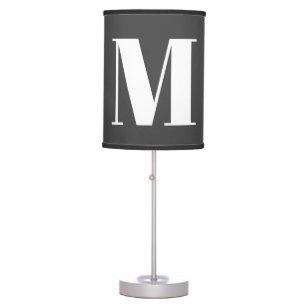 Dark Grey Initial Letter Monogram Modern Table Lamp